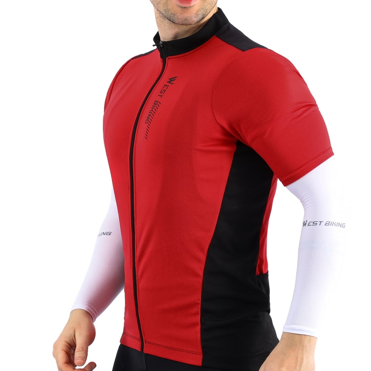 WEST BIKING YP0206163 Summer Polyester Mesh Breathable Sunscreen Cycling Jersey Zipper Sports Short Sleeve Top for Men Reluova