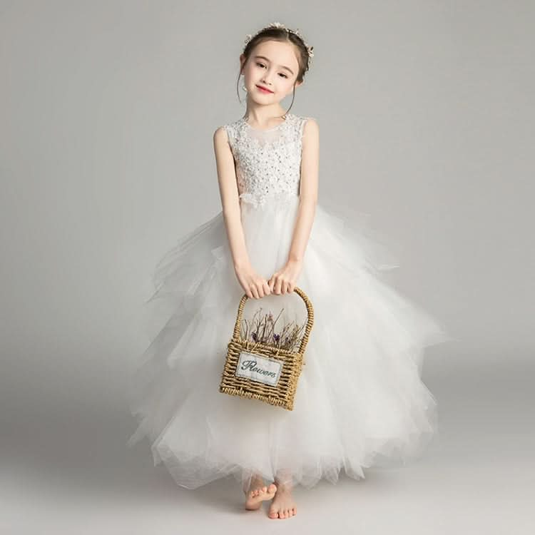 Sleeveless Long Lace Princess Dress Pettiskirt Performance Formal Dress for Girls Reluova