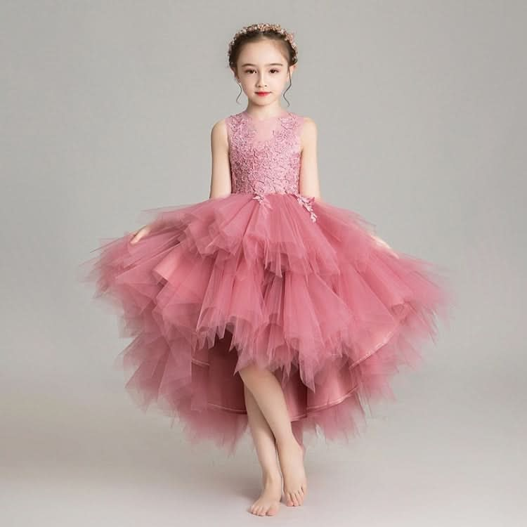 Sleeveless Short Front and Long Back Lace Princess Dress Pettiskirt Performance Formal Dress for Girls Reluova