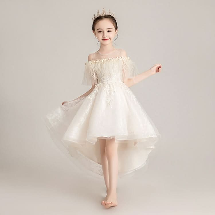 Round Neck Strapless Front Short Back Long Lace Princess Dress Pettiskirt Performance Formal Dress for Girls Reluova