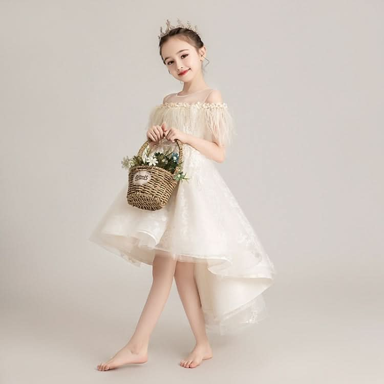 Round Neck Strapless Front Short Back Long Lace Princess Dress Pettiskirt Performance Formal Dress for Girls Reluova