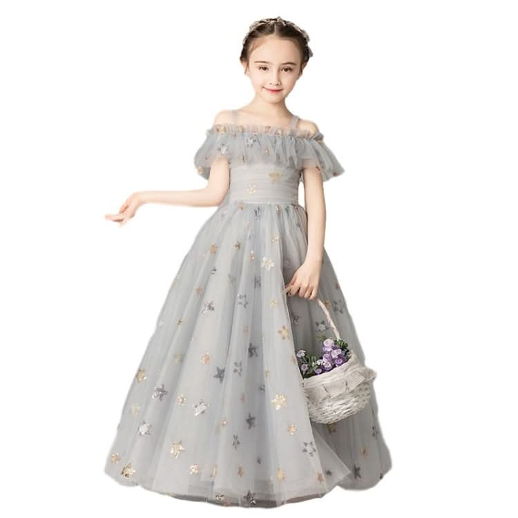 Long Five-pointed Star Pattern Lace Princess Dress Pettiskirt Performance Formal Dress for Girls Reluova