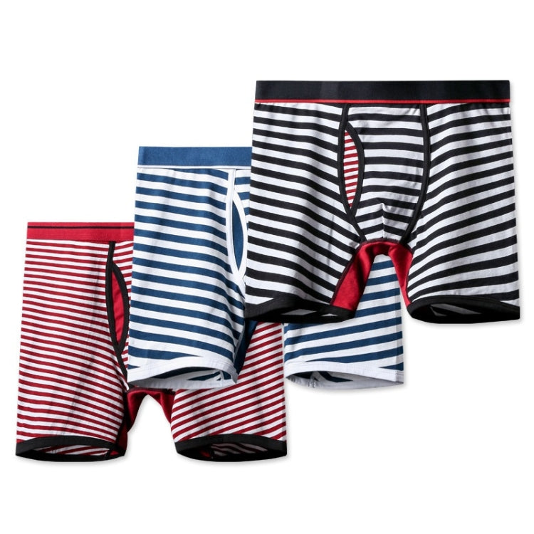 Striped Cotton Men Underwear Fat Guy Plus Long Boxer Underwear