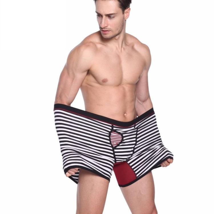 Striped Cotton Men Underwear Fat Guy Plus Long Boxer Underwear