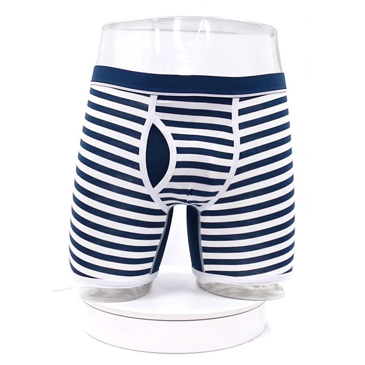 Striped Cotton Men Underwear Fat Guy Plus Long Boxer Underwear