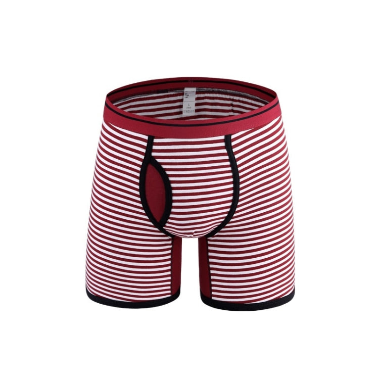 Striped Cotton Men Underwear Fat Guy Plus Long Boxer Underwear Reluova