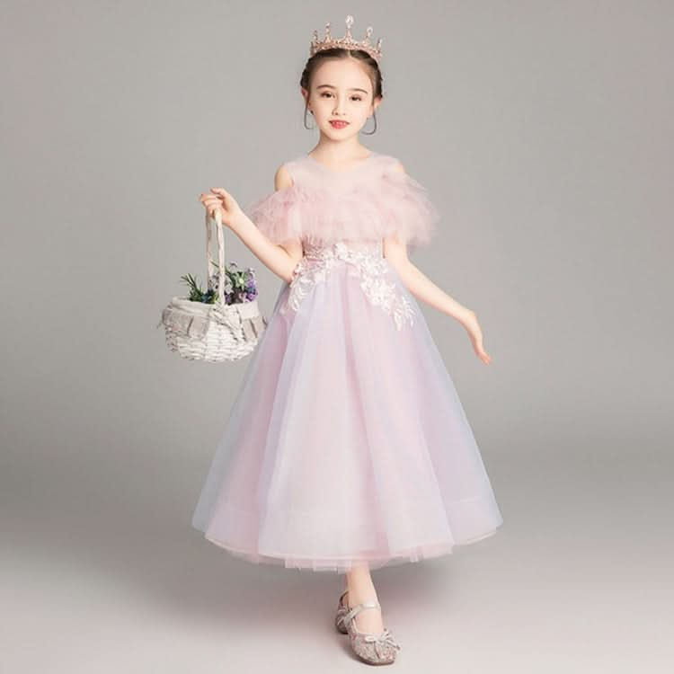 Embroidery Flower Pattern Long Lace Princess Dress Pettiskirt Performance Formal Dress for Girls Reluova