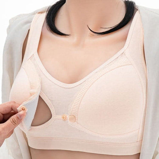 Front Button Cotton Breastfeeding Underwear Breathable Pregnancy Bra without Steel Ring Reluova