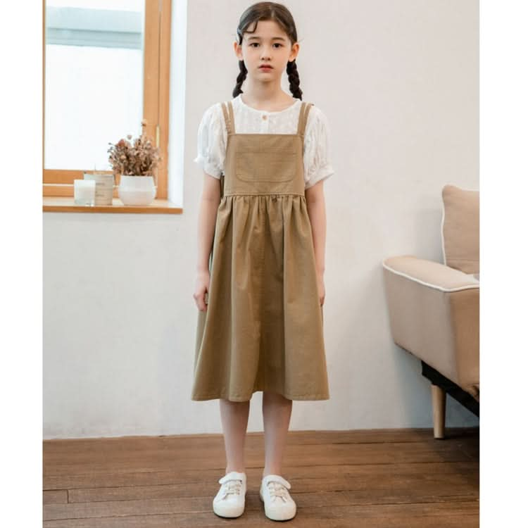 Girls Fashion Casual Suspender Skirt (Color:As Show Size:150cm) Reluova