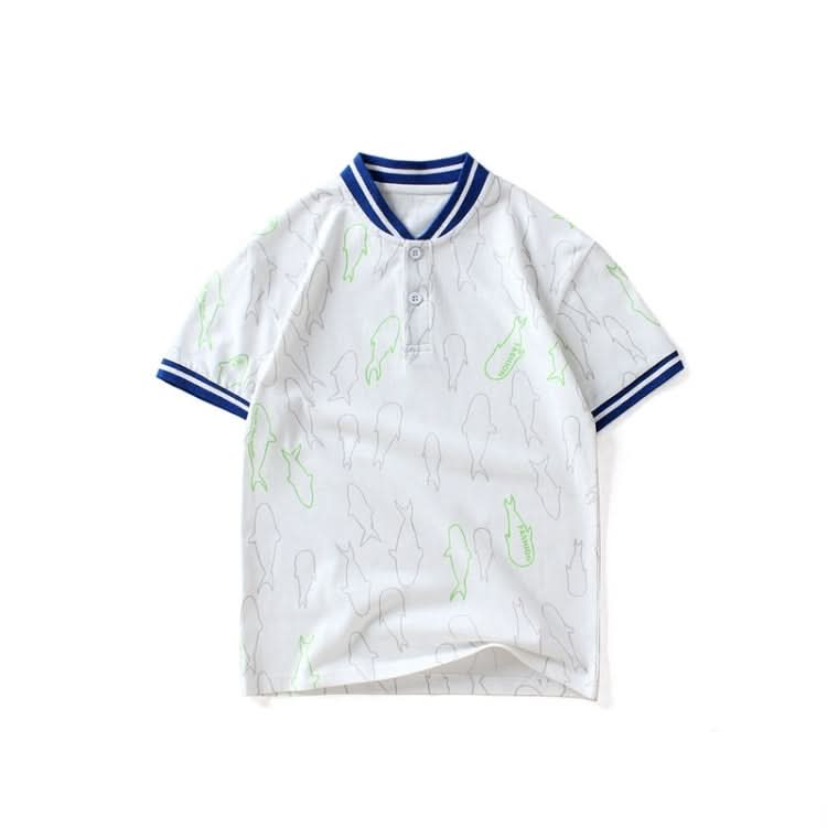 Boys Short Sleeve T-shirt Polo Shirt (Color:Yellow Size:160cm) Reluova