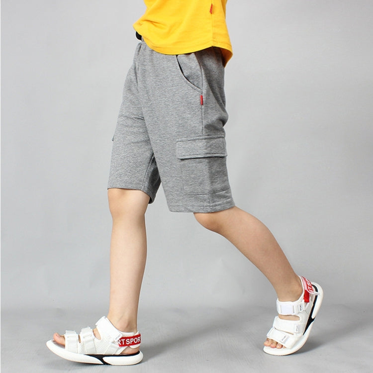 Boys Cotton Casual Overalls Shorts (Color:Iron Grey Size:160cm)