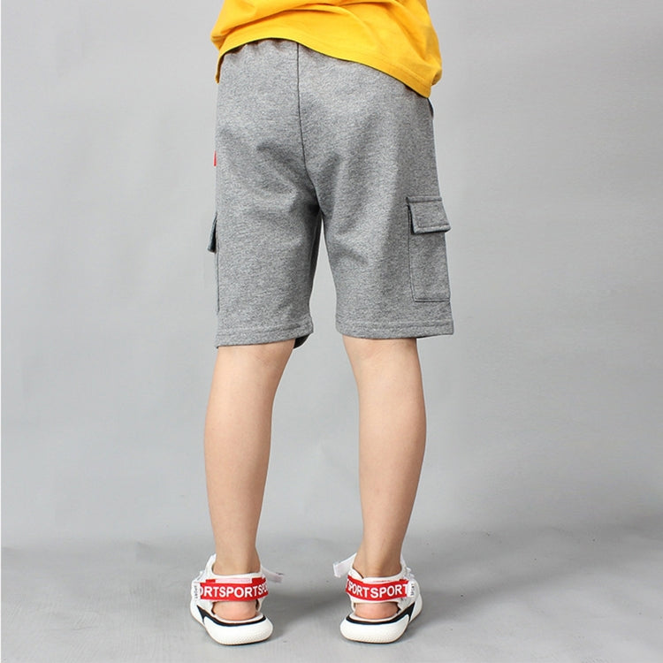 Boys Cotton Casual Overalls Shorts (Color:Iron Grey Size:160cm)