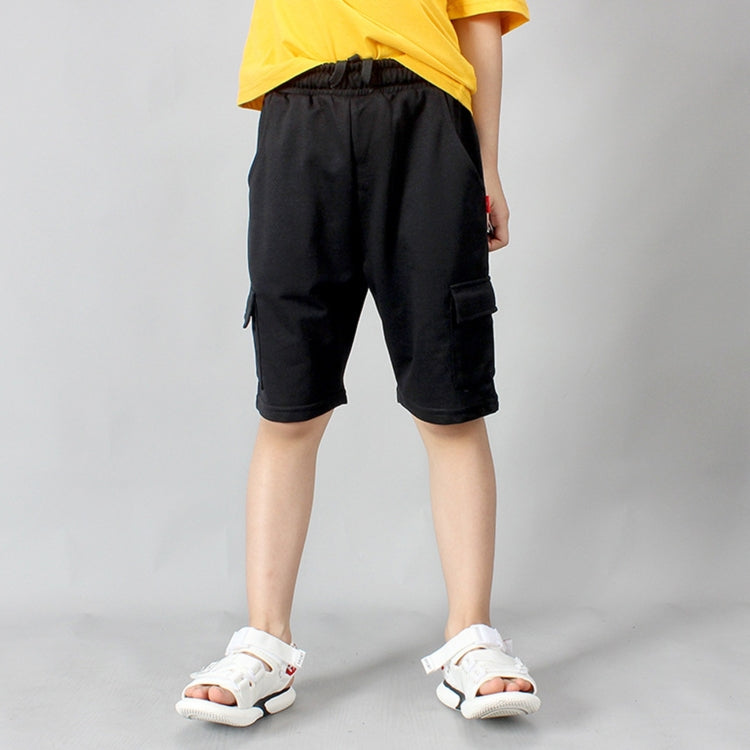 Boys Cotton Casual Overalls Shorts (Color:Iron Grey Size:160cm)