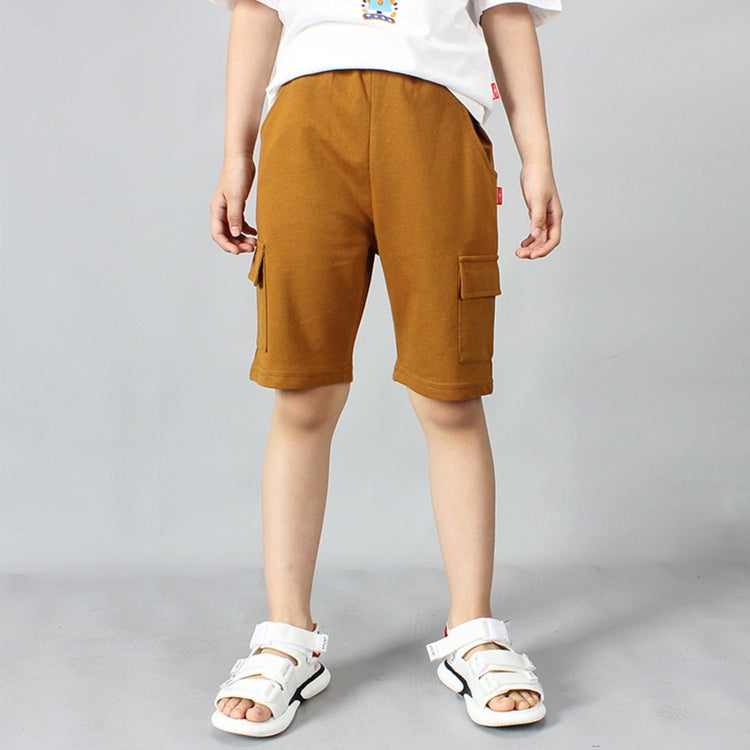 Boys Cotton Casual Overalls Shorts (Color:Iron Grey Size:160cm)