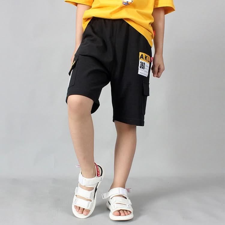 Boys Fashion Label Short Pants Overalls (Color:Grey Size:150cm) Reluova