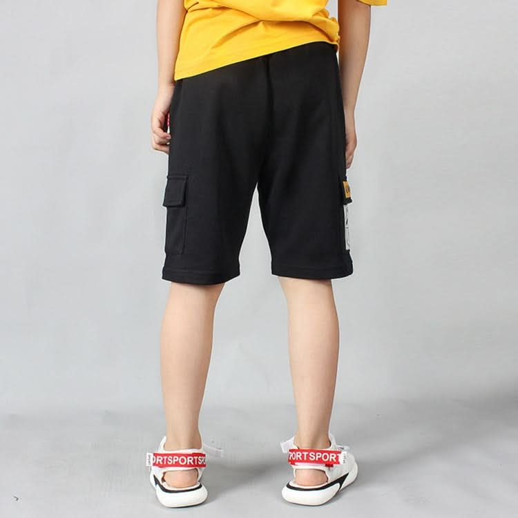 Boys Fashion Label Short Pants Overalls (Color:Grey Size:150cm) Reluova