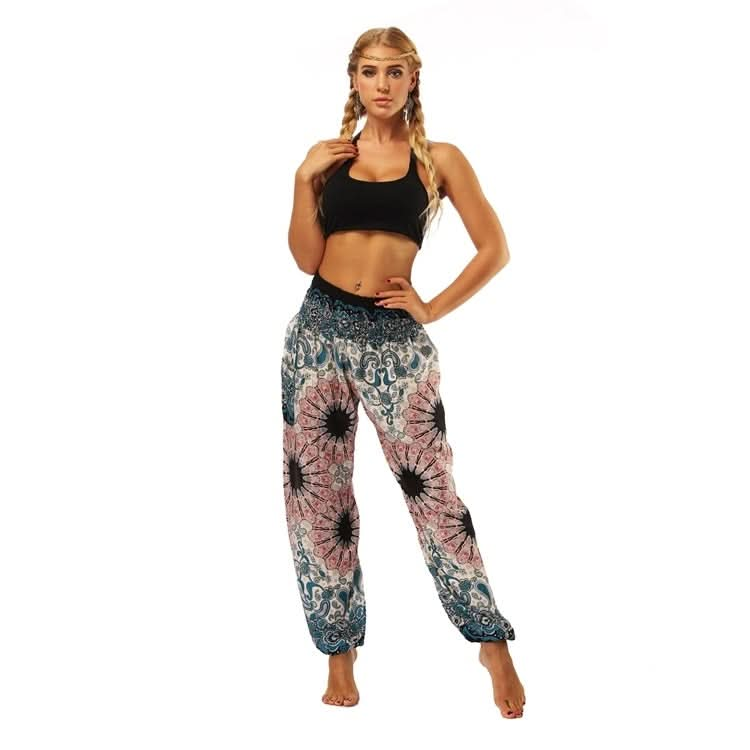 Women printed sports loose yoga pants