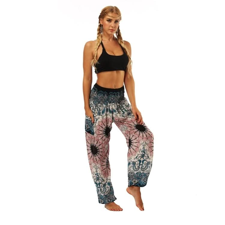 Women printed sports loose yoga pants