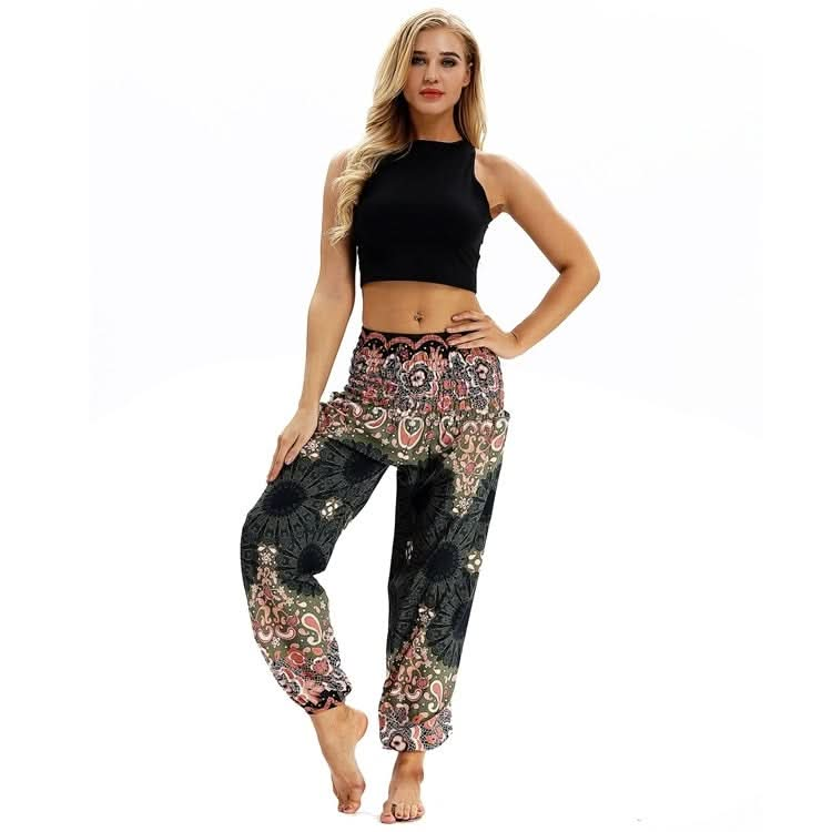 Women printed sports loose yoga pants