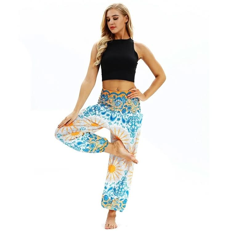 Women printed sports loose yoga pants