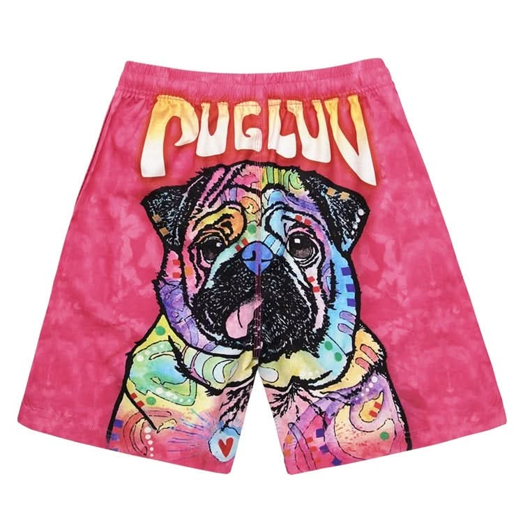 Digital Printed Puppy Loose Casual Shorts Beach Pants