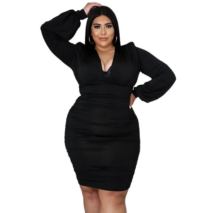 Solid Color Buttocks Sexy Plus Size Dress