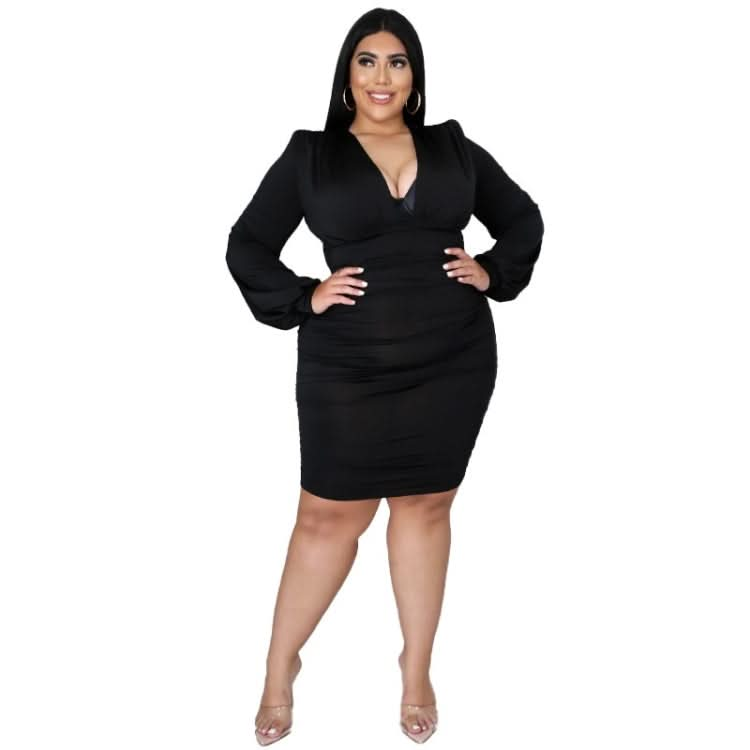 Solid Color Buttocks Sexy Plus Size Dress