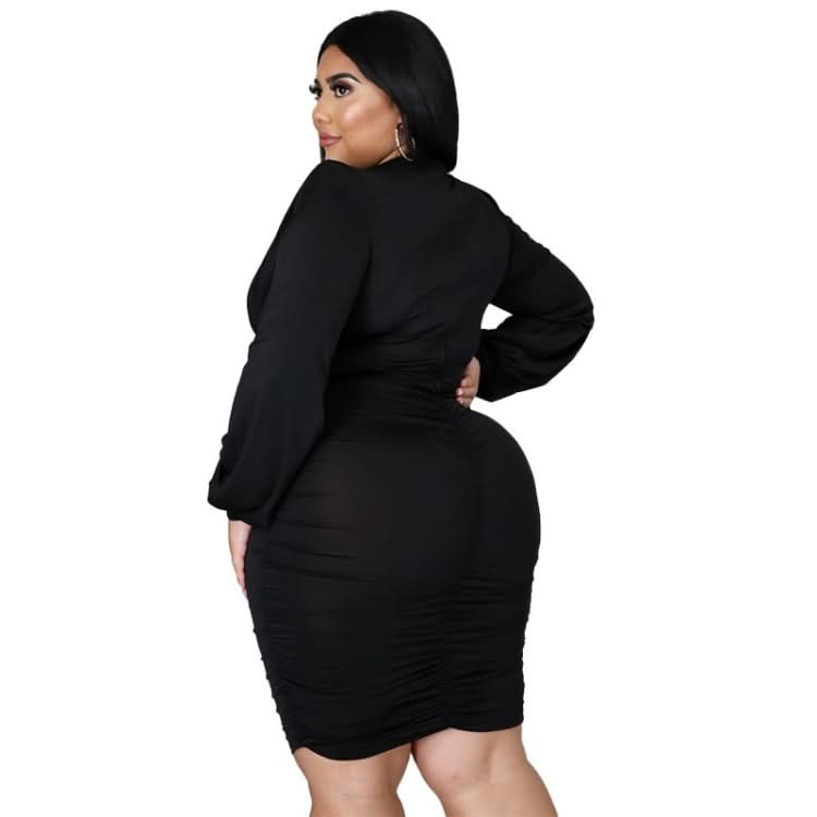 Solid Color Buttocks Sexy Plus Size Dress