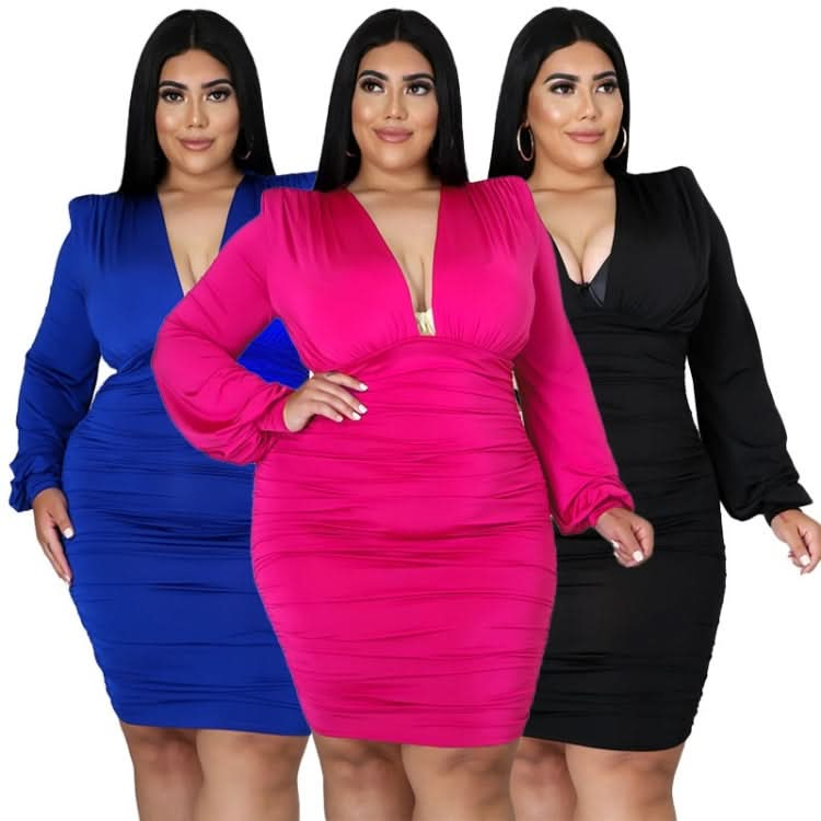 Solid Color Buttocks Sexy Plus Size Dress