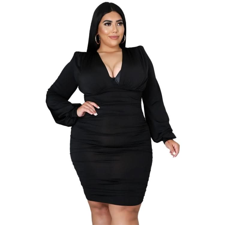 Solid Color Buttocks Sexy Plus Size Dress