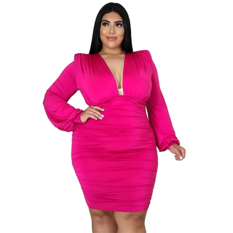 Solid Color Buttocks Sexy Plus Size Dress